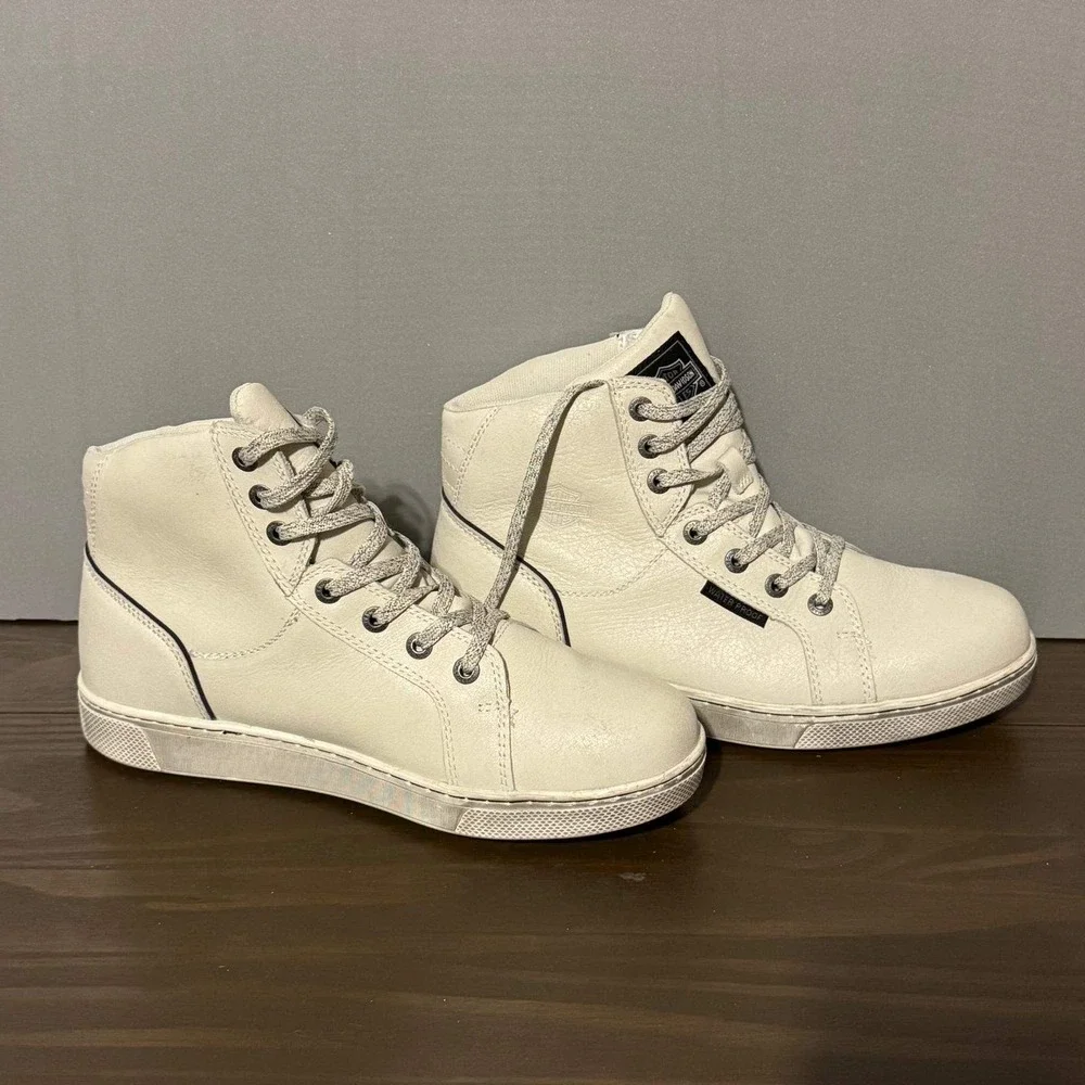 Harley-Davidson  Men's Bateman Waterproof Riding Shoes Cream Leather 8.5M D93630